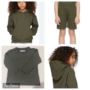 PANGAIA 365 GREEN 3 PC HOODIE, LONG SLEEVE SHIRT, & SHORTS 100% ORGANIC COTTON